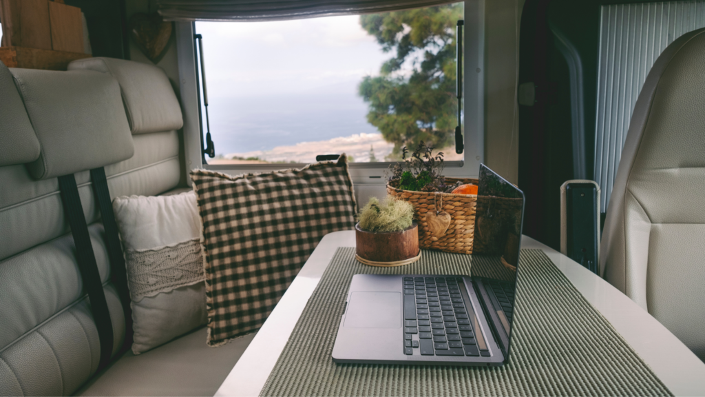 Travel trailer office desk ideas