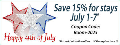 Come camp with us and save 15% for stays July 1-7.