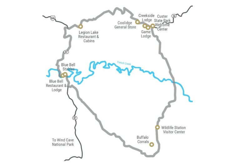 Custer State Park Wildlife Loop Road Map. Photo courtesy of Custer State Park Resort.