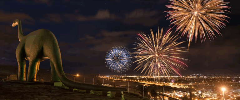 4th of July Firework Celebrations in the Black Hills of South Dakota. Dinosaur Park. Photo courtesy of Visit Rapid City.
