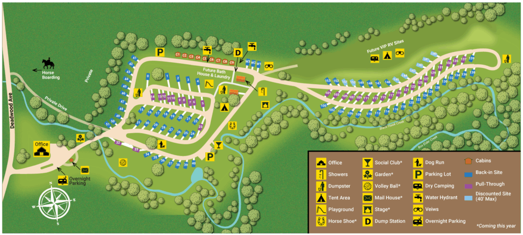 Black Hawk Creek RV Park and Cabins Campground Map