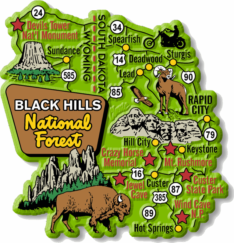 Black Hills National Forest map, South Dakota